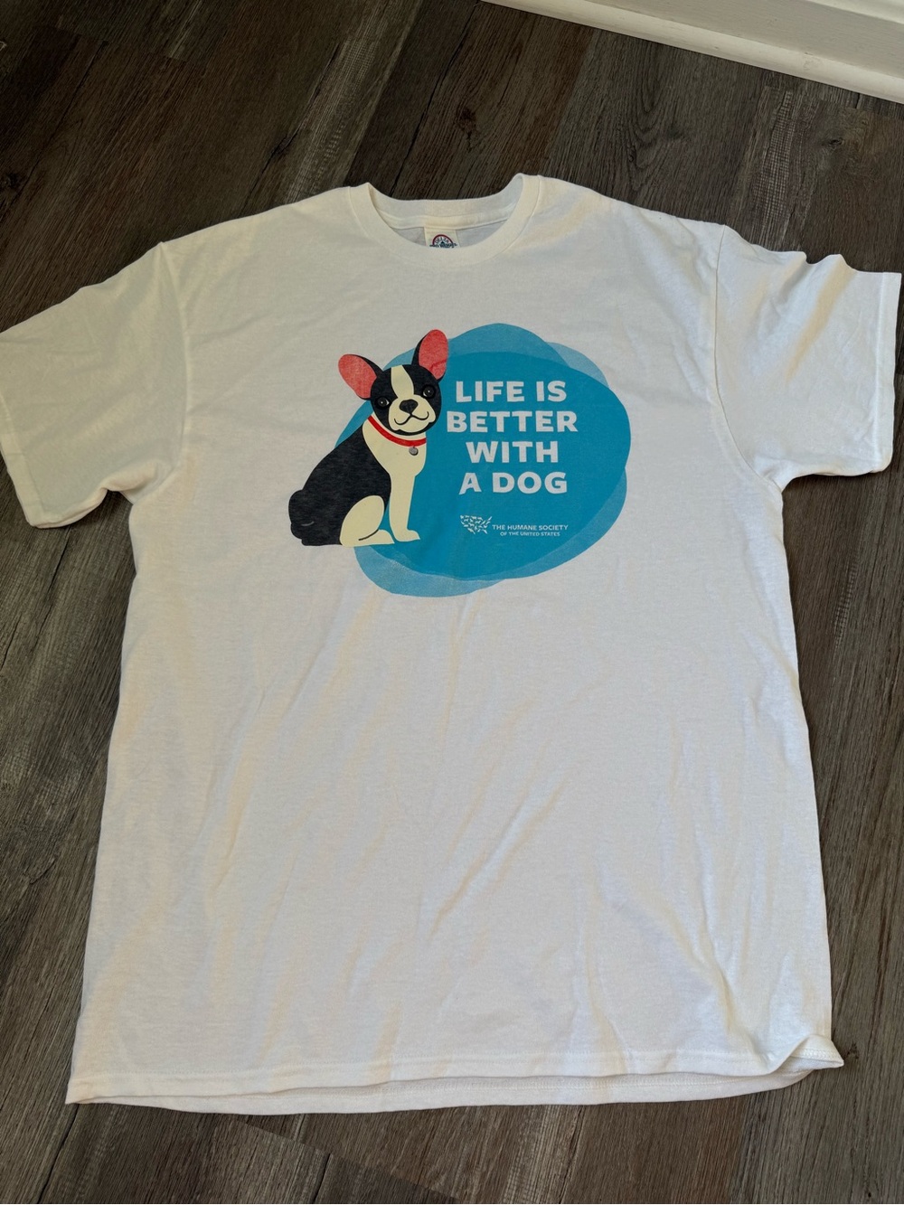 VTG Doggie Graphic T-shirt Life Is Better With A Dog Human Society White Size L